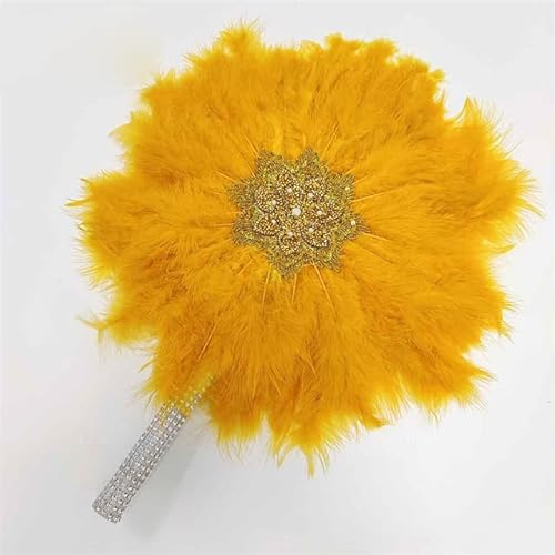 SHEYLE Rose Rot Frauen Hochzeit Party Dekoration Federn Fan Faltbare Hand Fan Palace Dekorative Fan Für Dame Tanz Requisiten Feder Fans-wie bild