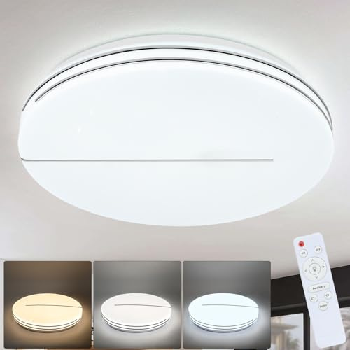 Homefire Deckenlampe LED Deckenleuchte Wohnzimmer - Ø40cm Wohnzimmerlampe | Dimmbar mit Fernbedienung 44W Schlafzimmerlampe Sternenhimmel Modern Schlafzimmer Deckenbeleuchtung Rund für Küche Flur