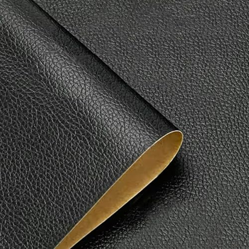 Kunstleder selbstklebend 300 x 100 cm, Foneso selbstklebendes Kunstleder schwarz, Leder-Reparatur-Patch, selbstklebendes Leder für Sofas, Handtaschen, Jacken, DIY-Projekte