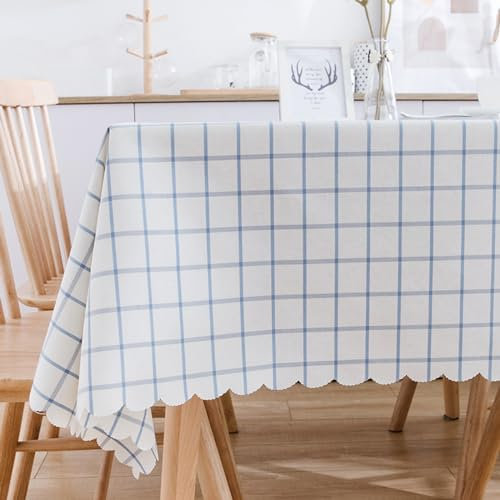 XQSSB Tischdecke Tischwäsche Bettwäsche aus Baumwolle Lotuseffekt Tischtücher mit Zarten Pastelltönen Weißblau 70 × 70cm