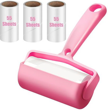 Fusselrollen für Tierhaare, Extra Stick Fusselentferner mit Abdeckung, Hunde/Katze Haarentfernung, 4 Nachfüllungen + 1 Roller, insgesamt 220 Blatt