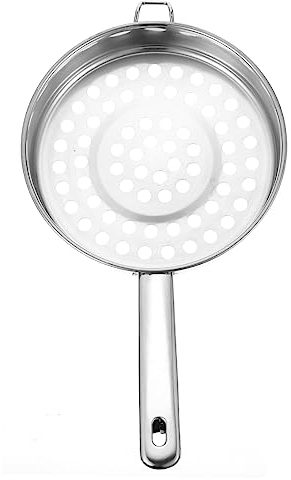 PRETYZOOM Stainless Steel Strainer Ladle Large Holes Kitchen Colander for Straining Serving Professional Food Strainer Tool for Cool Shrimp
