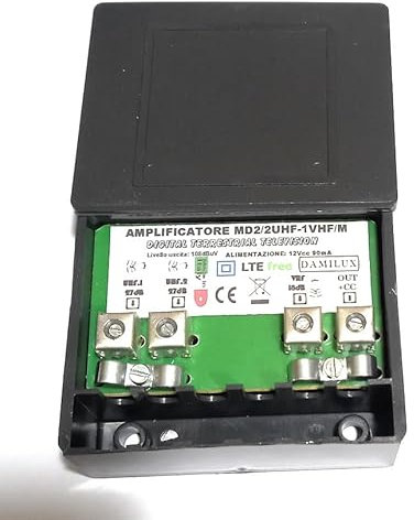 AMPLIFICATORE DA PALO TV LTE 2 UHF 27dB 1 VHF 18dB 1 OUT TIPO MORSETTO