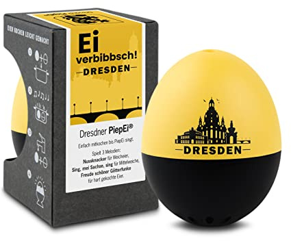 Dresdner PiepEi - Singende Eieruhr zum Mitkochen - Eierkocher | Zusammen mit den Eiern kochen: Spielt für weich, mittel & hart eine Melodie - Lustiger & funktionaler Eggtimer - Musik Kochei