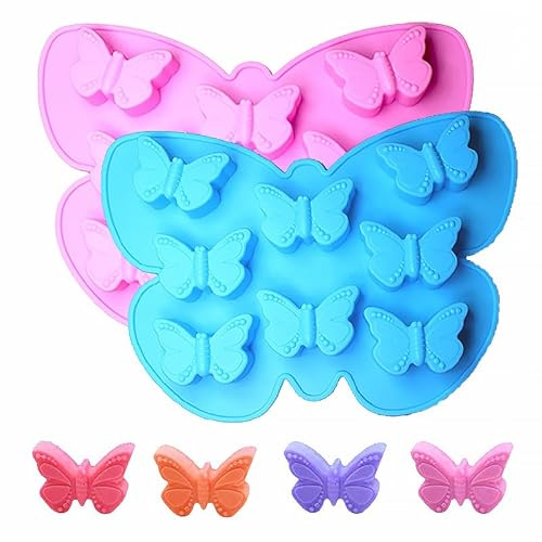 2 Stück Silikonformen, Gummibärchen Form, Silikonform Herz, Silikonform Schmetterling, Wiederverwendbare Süßigkeiten Backform, Silikonformen für die Herstellung von Süßigkeiten, Gelee, Schokolade