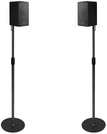 Lautsprecherständer Höhenverstellbar für Lautsprecher bis zu 73-140 cm Boxenständer,2er-Set Bodenständer kabelgebundenefür Satelliten bis zu 5KG，Integriertes Kabelmanagement