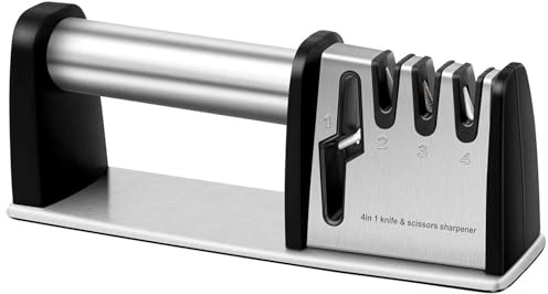 Coltelli affilatori, 4 in 1 lama da cucina e forbici affilatura strumento, potenti accessori professionali per coltelli da cucina dello chef, manuale coltello affilatore cucina