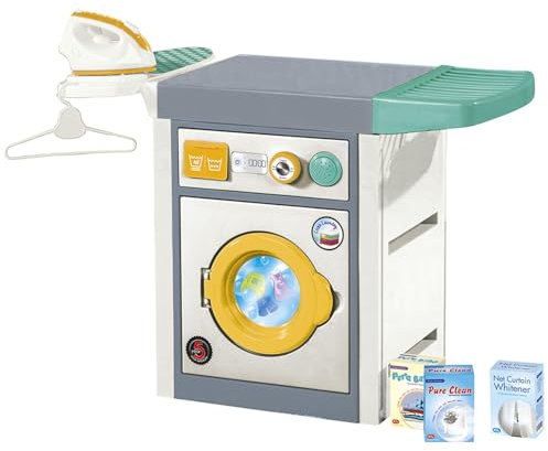 URBN-TOYS Kids' Washing Machine Playset with Sound Effects – Includes Accessories for Realistic Play | Easy Assembly | For Ages 36 Months+ | Grey & White | H58cm x W69.5cm x D39cm