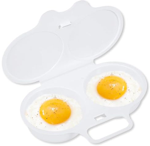 Reusable Poached Egg Maker Microwave Egg Cooker, Double Cups Egg Boiler Breakfast Cookware for Kitchen Gadgets (1 Pcs)