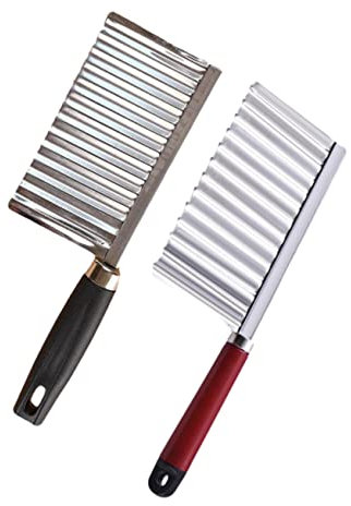 TOPBATHY 3 Set Coltello Ripple per Patate Affetatrice Taglia Fritture Increspato Elicottero Ondulato Affetta Patate Cippatrici di Patate Tagliapatate in Acciaio Inox 2 Pezzi * 3