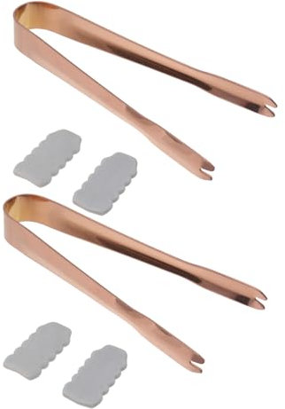 OKUMEYR 2pcs Serving Kitchen Tool Ice Tongs Rose Gold Stainless Steel Non-Slip Grip