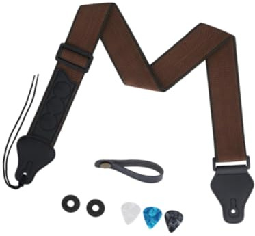 harayaa Gitarrengurt Aus PU mit Verlängerung, Zubehör für Bass Und Ukulele, Braun