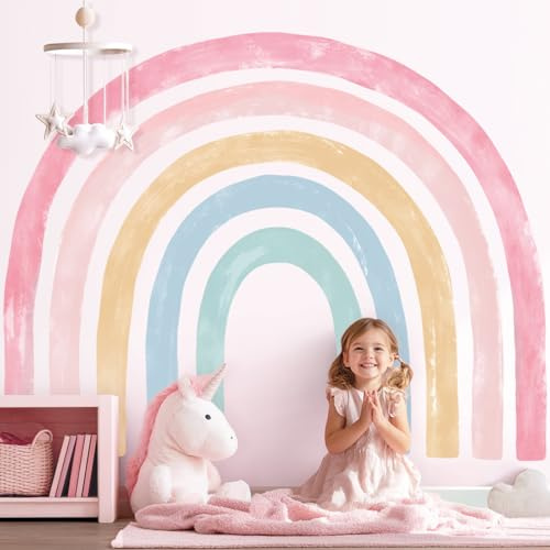 DECOWALL SG4-2429 akvarell regnbåge väggtatueringar barnrum väggdekal lekrum dekoration babyrum avtagbar barnkonst klassrum färgglada moln flicka