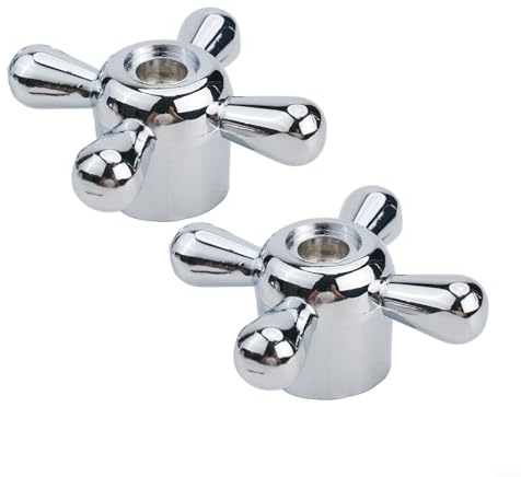 2PCS Faucet Knob Handles Alloy Bathroom Replacement Tap Kit Cross Handle Repair Part Tap Tops 8mm Diameter and 20 Teeth Valve Core For Kitchens, Bathtubs