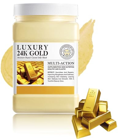 24K Gold Peel Off Maske Gesicht 540g - Jelly Mask Powder for Gesichtsmasken Selber Machen - Gelee-Gesichtsmaskenpulver mit 24K Gold - Maske Gesicht für Glatte Haut und Anti Falten (goldene)