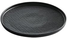 Bols et assiettes en céramique noire et blanche, vaisselle japonaise pour salle à manger à la maison - Disque droit à motif pierre noire de 25,4 cm