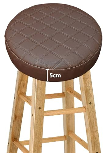 Wasserdicht Barhocker-Bezug Rund mit 5CM Schaumstoff Gepolstert Kissen, 4/2 Stück PU-Leder Hocker Hussen für Barhocker Stuhlhussen Sitzkissen Bürostuhl Hocker Abdeckung Sitzkissenbezug(#2,33*5(1PC))