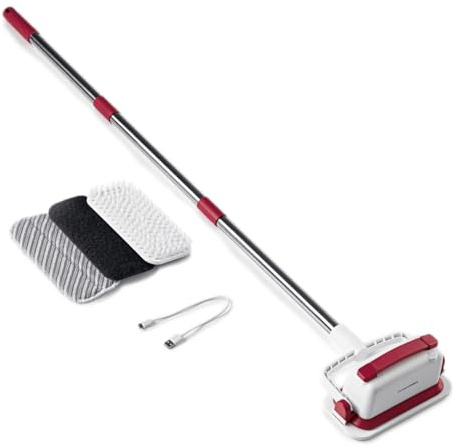 CLEANmaxx Akku-Vibrations-Reiniger für Hartböden, Fliesen & Oberflächen | 2in1 Bodenreiniger & Handbürste | Kabelloses Reinigen für mehr Flexibilität | Mit ausziehbarem Stiel | Inkl. 3 Reinigungspads