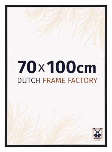 Dutch Frame Factory - Bilderrahmen 70x100 cm Schwarz Matt - Kunststoff | Antireflex-Acrylglas aus Kunststoff, Wandmontage, Geeignet für Fotos, Poster und Puzzles, Angers, Made in Holland