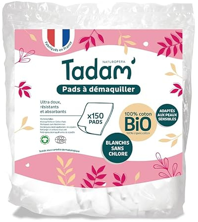 TADAM Reinigungspads – 150 rechteckige Pads aus 100% Bio-Baumwolle – ultraweich, strapazierfähig und saugfähig