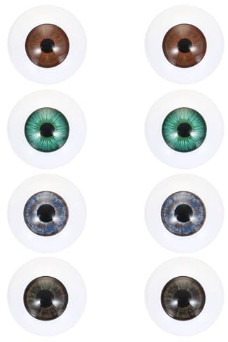 PATIKIL 24mm Doll Eyes,1 Pair Realistic Acrylic Eyes Plastic Half Eyeballs for Dolls Masks Halloween Props Art Craft, Red Brown, Green, Dark Blue Gray, Blue Green
