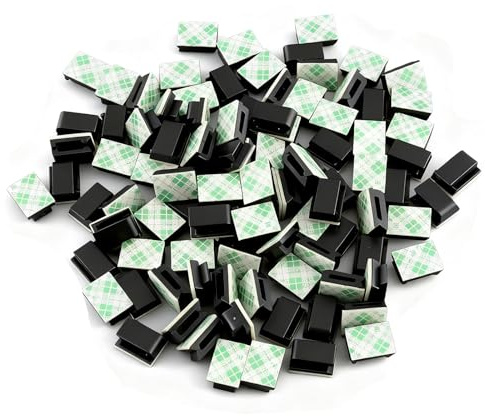 Self-Adhesive Wire Clamp, Cable Clips,Black Adhesive Cable Holder Clips | 50 Pcs Self-Adhesive Cable Clips Electrical Wire Clips Cable Management Clips for Car, Office and Home (Black)