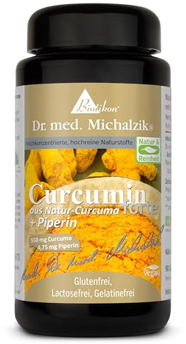 Curcumin forte + Piperin nach Dr. Michalzik, 90 Kapseln | 550 mg Curcuma-Extrakt + 5 mg Piperin • vegane Kapseln • eigene deutsche Produktion • ohne Zusätze
