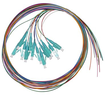 LINK LKLC12PT3 cavi pigtail fibra ottica set 12 pezzi connettori LC Simplex OM3 50/125µ UPC lunghezza 2 metri multicolore per terminare cavi in rack e box ottici alta qualità e affidabilità