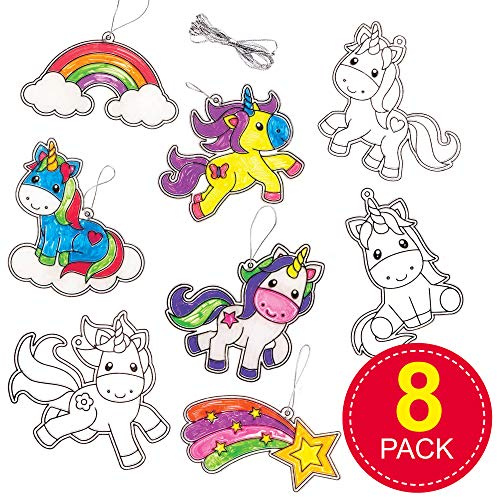 Baker Ross Attrape Soleil motif Licorne à Effet Vitrail - Lot de 8, Activité Manuelle Enfant (AR384)
