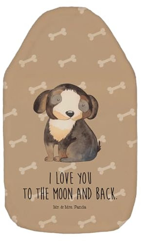 Mr. & Mrs. Panda Wärmflasche Hund Entspannen - Geschenk, Wärmflasche mit Bezug, entspannt, flauschig, schwarzer Hund, Hundeliebe, Hundeglück,