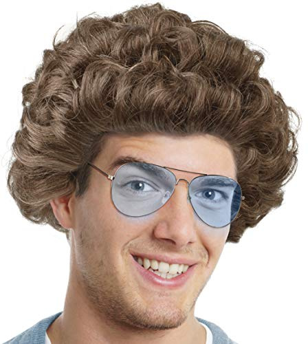 Balinco Comedy Star Perücke & Sonnenbrille – lustiges Kostüm-Set für Fasching & Karneval – Braun/Blau