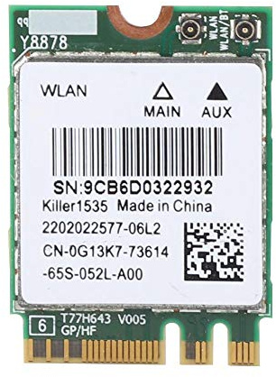 Kafuty Tarjeta de Red inalámbrica para Juegos para Killer Wireless-AC 1535 Banda Dual (2.4 GHz y 5 GHz) 802.11ac NGFF M.2 867Mbps Bluetooth 4.1 Tarjeta de Red