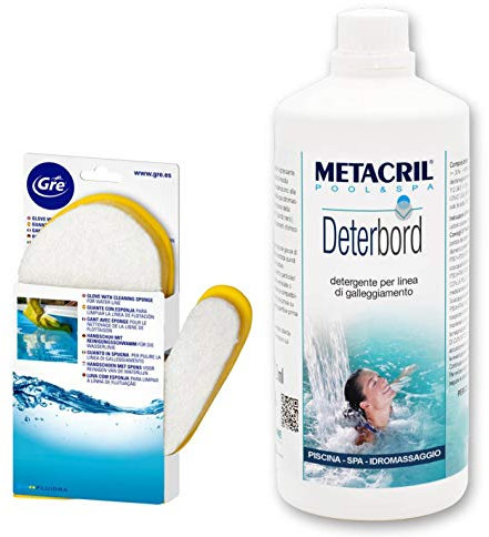 Metacril Deterbord + Guanto Giallo con Spugna, Detergente per Linea di Galleggiamento - 1 LT