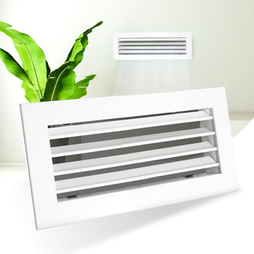 Ralertreik Rejilla Impulsión Blanca Lamas Horizontales Móviles para Aire Acondicionado Salida de Aire Orientable (500x150 mm)