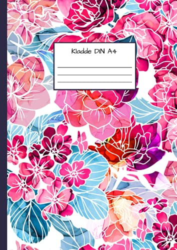Kladde DIN A4: Notizbuch DIN A4 - Kladde kariert 5 mm - 110 Seiten - Notizheft, Tagebuch, Schreibbuch - Blumenmuster