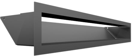 Grille de Ventilation KRATKI AIR | Grille d'air Chaud 9 x 60 cm | Graphite | Grille d'extraction pour Ventilation de cheminée | Prise d'air à Un Angle de 45 degrés | résistant à la surchauffe