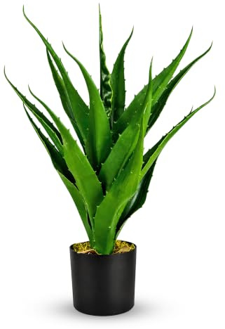 Decovego Künstliche Aloe Vera Zimmerpflanze, Kunstpflanze aus Kunststoff, 55 cm für Innenbereiche, pflegeleicht und dekorativ