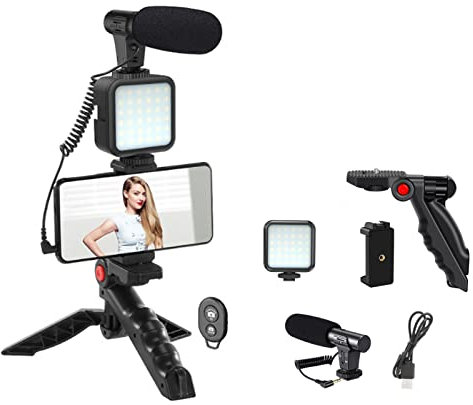 Ensemble de Diffusion en Direct pour Téléphone, Largeur de 2,6 à 3,5 Pouces Ensemble de Photographie de Téléphone Portable Vidéo en Direct Professionnel avec Lumière de Remplissage à LED Microphone Tr