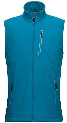 33,000 fot lätt softshell väst för män, vattentät vindtät löparväst, ventilerande väst gilet ärmlös jacka för cykling, löpning, vandring, golf, arbete, Dodge blå, S