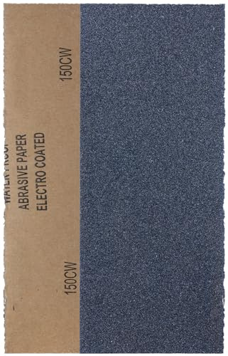 YoiYee Hojas de papel de lija de grano 150, 23 x 9,5 cm, rollo de papel de lija abrasivo muy fino para madera, metal, plástico, vidrio, piedra y lijado de pared, paquete de 10