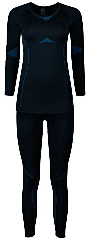 Odlo Damen Funktionsunterwäsche Set Fundamentals Performance WARM, Dark Sapphire - Blue Radiance, M