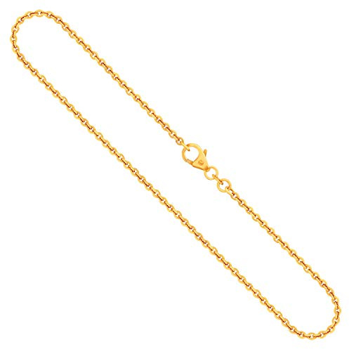 EDELIND 750 Gold Kette Herren Damen Halskette Gelbgold 2mm Länge 34cm Ankerkette Rund Echtgold Goldkette mit Schmuck Geschenk Box Made in Germany