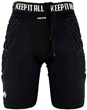 KEEPERsport Pantaloncini da portiere imbottiti professionalmente – Pantaloni protettivi corti per portiere – Taglia 128-XXL – Colore nero, Nero , M