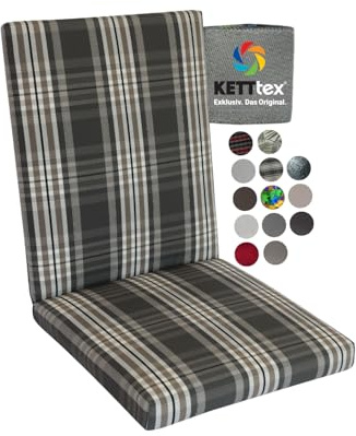 KETTtex Comfort Auflage Mittellehner Anthrazit/Beige I Gartenstuhl Polster 106x50x4cm mit 7cm Sitzpolster I KTH2 Sitzauflage weich & robust I atmungsaktive & UV-beständiges Sitzkissen I Dessin 2428