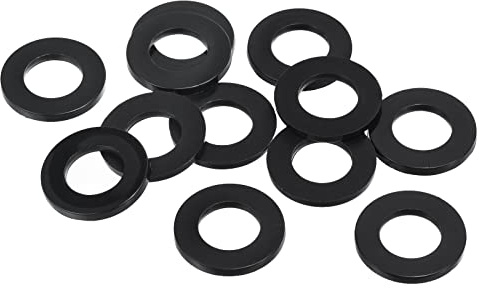 PATIKIL 12 Piezas Arandela Plana de Nylon, M14 Arandela Plana de Plástico Redondo Juntas Toricas para Tubería Manguera Sujetador Perno, 27mm x 2.5mm (OD*Gorsor), Negro