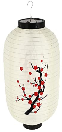 Uonlytech Plum Lantern Japanese Silk Hanging Lantern Traditional Decorative Lights Sushi for Outdoor Garden Ramen Bar Halloween