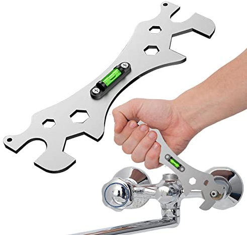 Eteslot Schraubenschlüssel sanitär werkzeug, Multifunktionaler Winkelschlüssel, Duschschlüssel Tragbarer Badezimmer-gebogene Winkelschlüssel Für 8 Mm, 10 Mm, 12 Mm, 14 Mm, 17 Mm, 23 Mm, 30 Mm Screws