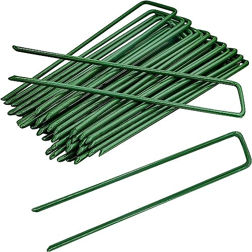 100 Piezas Grapas para Jardín, Clavos Acero Inoxidable Galvanizados, Anclaje Suelo en Forma de U, Sujeción Piquetas Camping para Fijación de Césped Artificial Telas Mallas