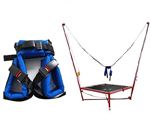 Trampolinsäkerhetsbälte med elastiskt rep Bungee, studsmattasele för barn och vuxna, hoppspänne säkerhetsseletillbehör,S,blått