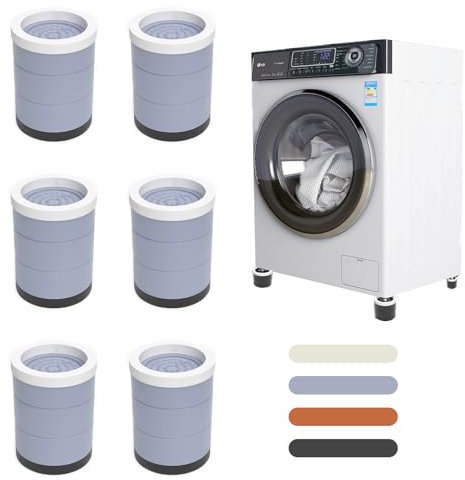 CFlong 6 Pcs Washing Machine Feet, Anti Vibration Mat, Rubber Feet Pad, Anti-slip Pad, Shock Absorber, Non-slip Fixed Anti-deviation, Used for Dryer, Washing Machine, Dishwasher (Grey)